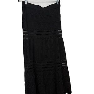 Chou Yatou 2xl Elegant Black Crochet Skirt